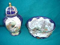 Palangana y jarron porcelana oriental