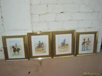 4 cuadros pinturas militar en lapiz de colores