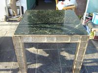 Mesa madera mexicana y marmol verde